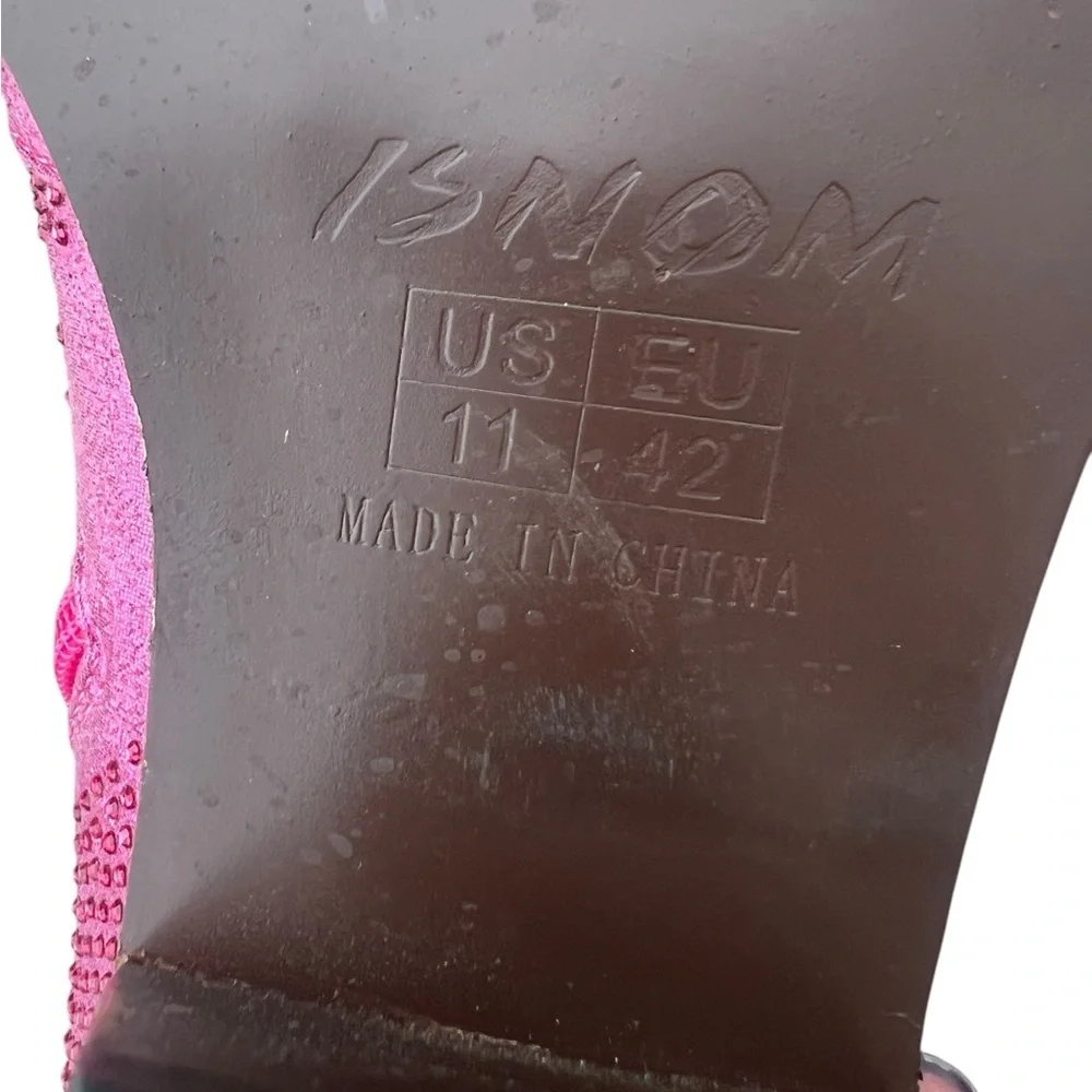 ISNOM 11 Metallic Pink Rhinestone Western Boots Booties Cowgirl Festival Concert - Picture 10 of 13